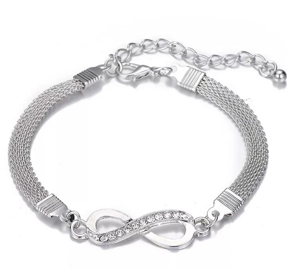 Inspirational Silver Tone Eternity 7" Rhinestone Bracelet