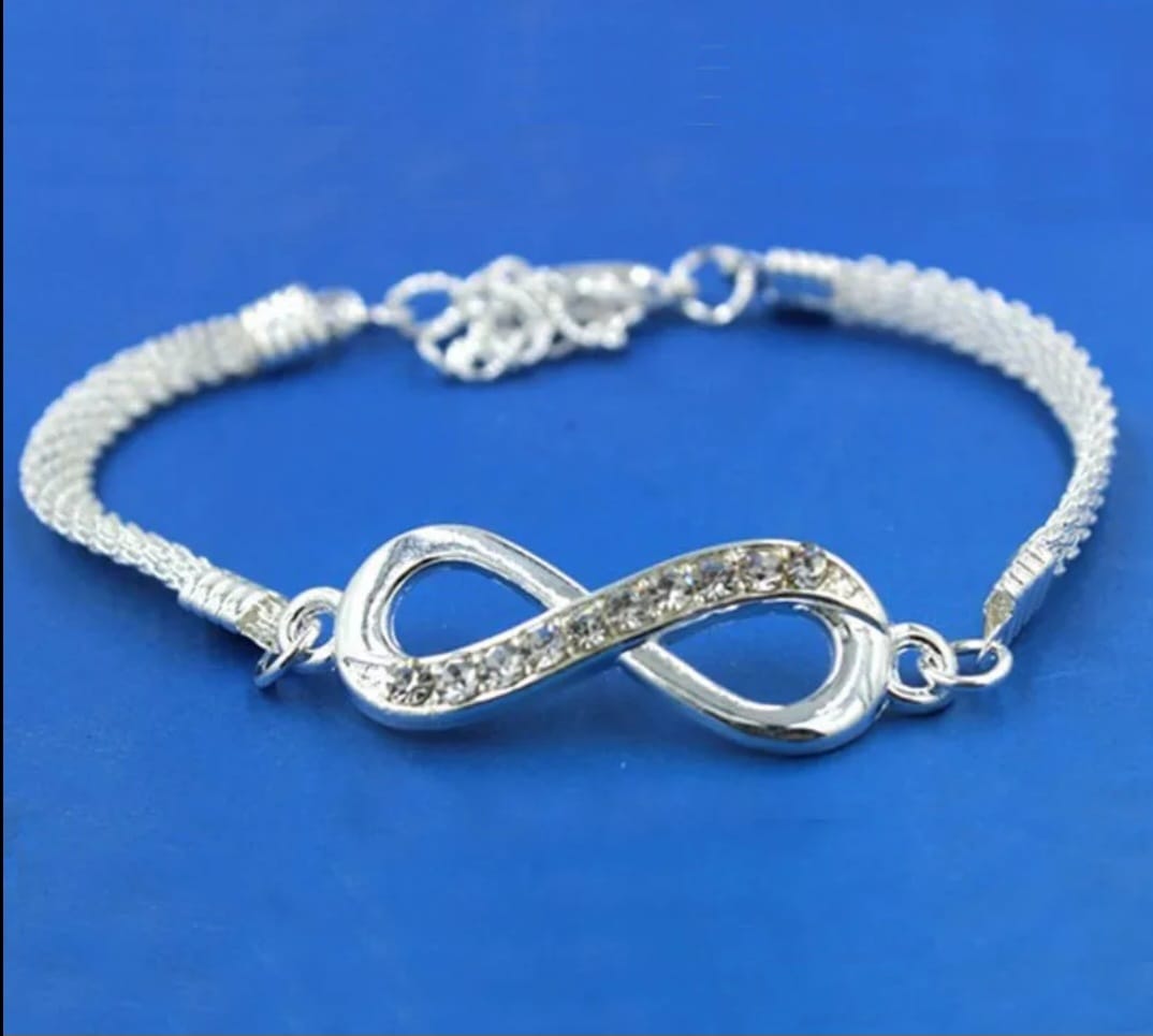 Inspirational Silver Tone Eternity 7" Rhinestone Bracelet
