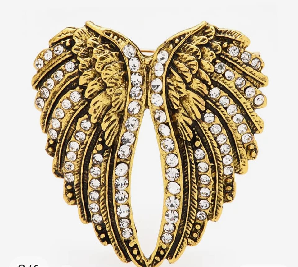 Inspirational Angel Wings Rhinestone Gold tone or Silver tone Pin Brooch