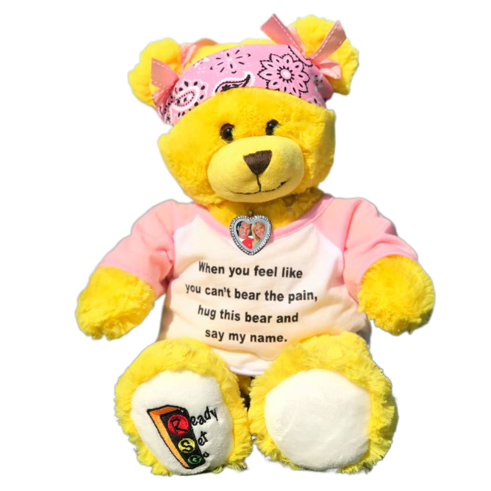 Ready Set Go 15" Girl Comfort Bear with PINK shirt & Diamond Locket To Say I LOVE YOU