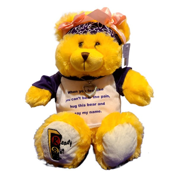 Ready Set Go 15" Purple Comfort Bear with Diamond Locket To Say I LOVE YOU