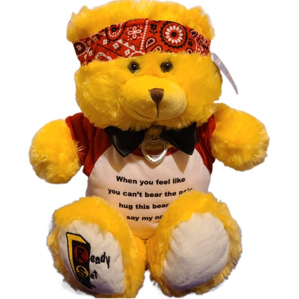 Ready Set Go 15" Boy Comfort Bear with RED shirt & Diamond Locket To Say I LOVE YOU