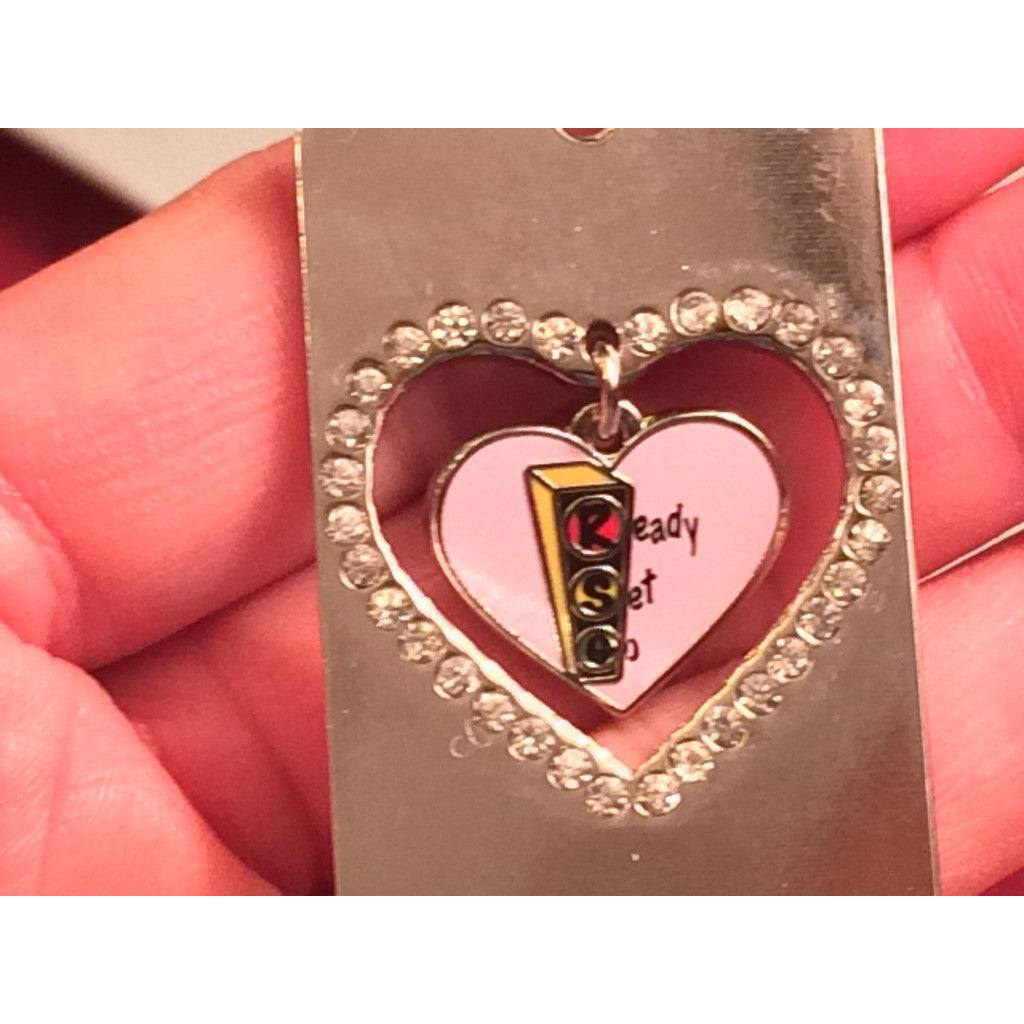 Ready Set Go Pink Swinging Heart Pendant Provides Positive Message