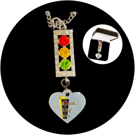Show Support: Ready Set Go Traffic Light Necklace in Gift Box