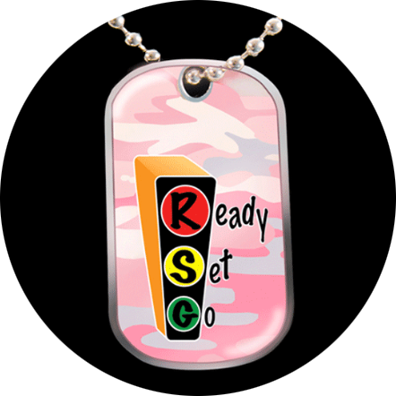 Ready Set Go Camouflage Dog Tag Pendant Provides Positive Message