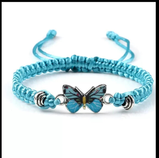 Bohemian Turquoise Braided Adjustable Dainty Butterfly Bracelet