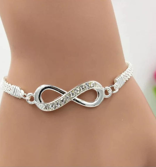 Inspirational Silver Tone Eternity 7" Rhinestone Bracelet