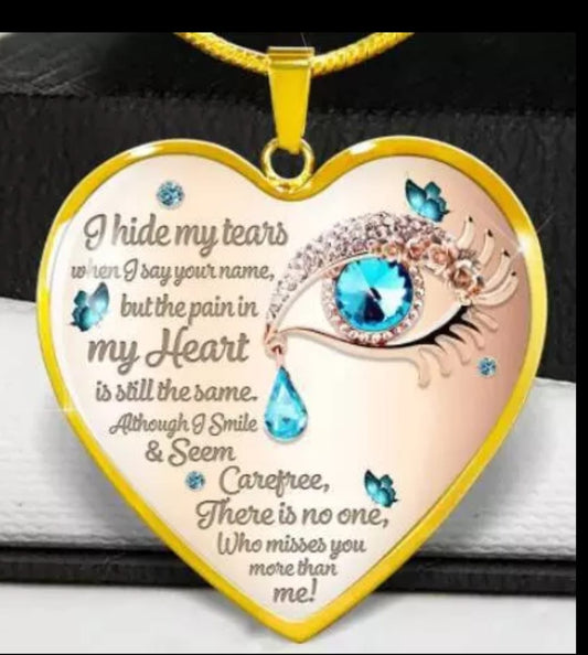 Inspirational Saying on a Gold tone Heart Necklace with an 18" chain