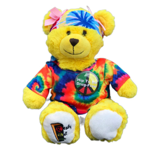 Ready Set Go 15" Hip to be Drug Free Hippie Bear with tie dyed shirt