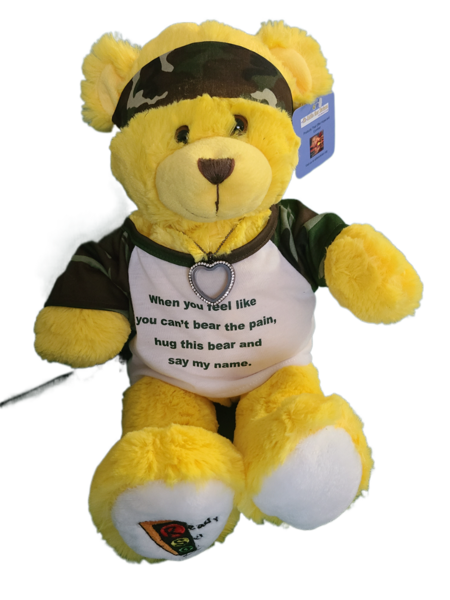 Ready Set Go Inspirational Comfort Bear in Camouflauge Shirt