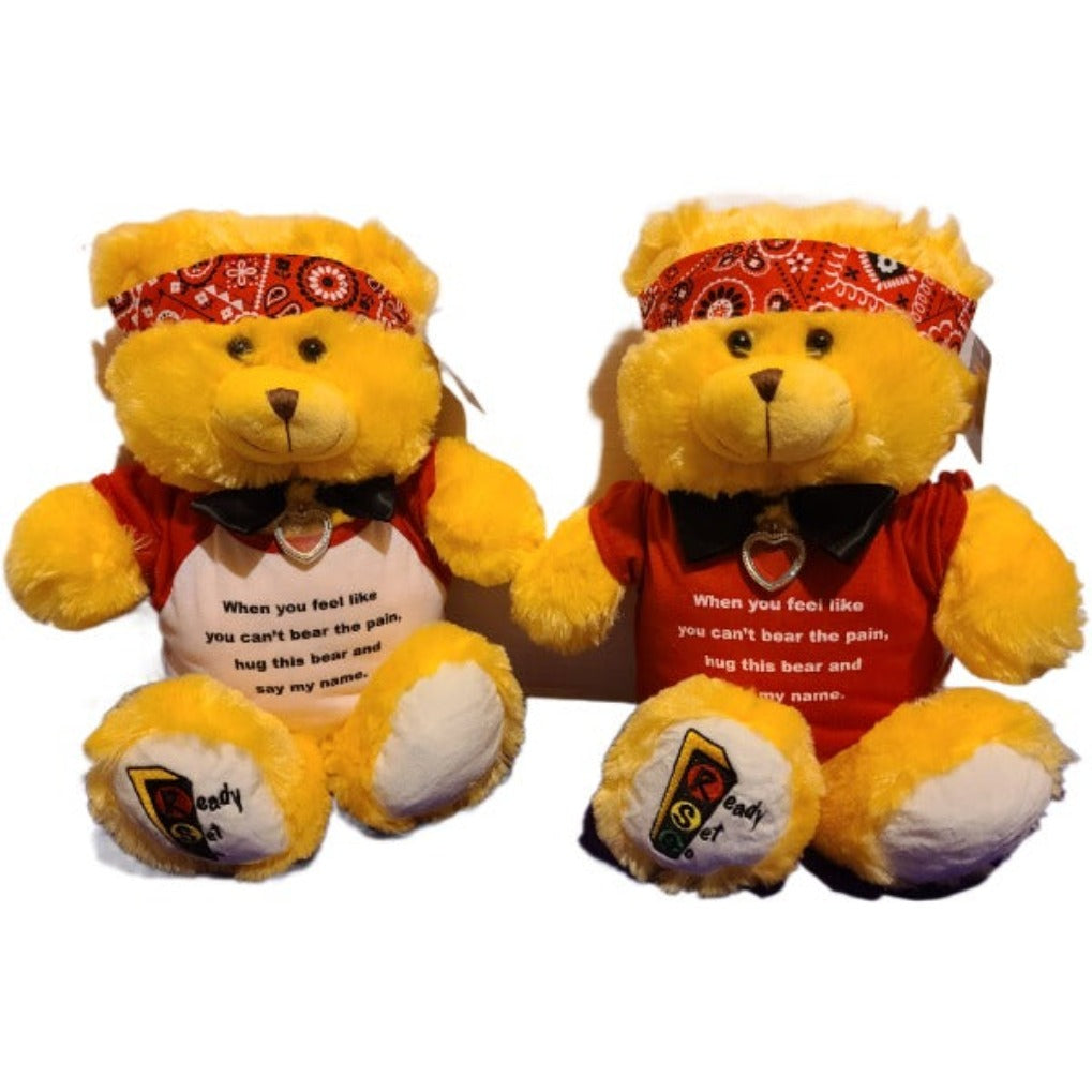 Ready Set Go 15" Boy Comfort Bear with RED shirt & Diamond Locket To Say I LOVE YOU