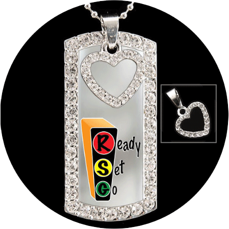 Ready Set Go Open Heart with Crystals Pendant Provides Positive Message