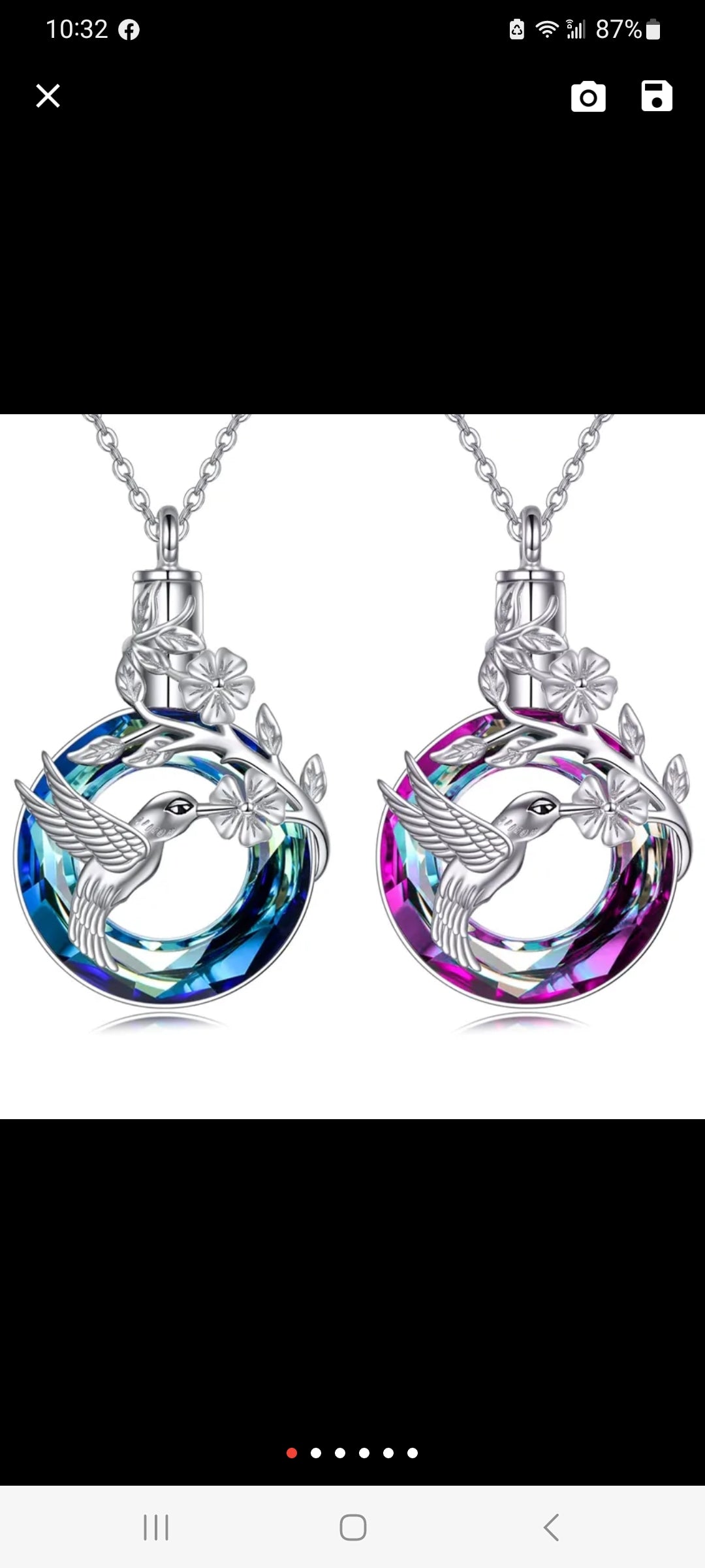 Crystal Sparkling Cremation Urn Keepsake Necklace with 18" Silver Tone Chain