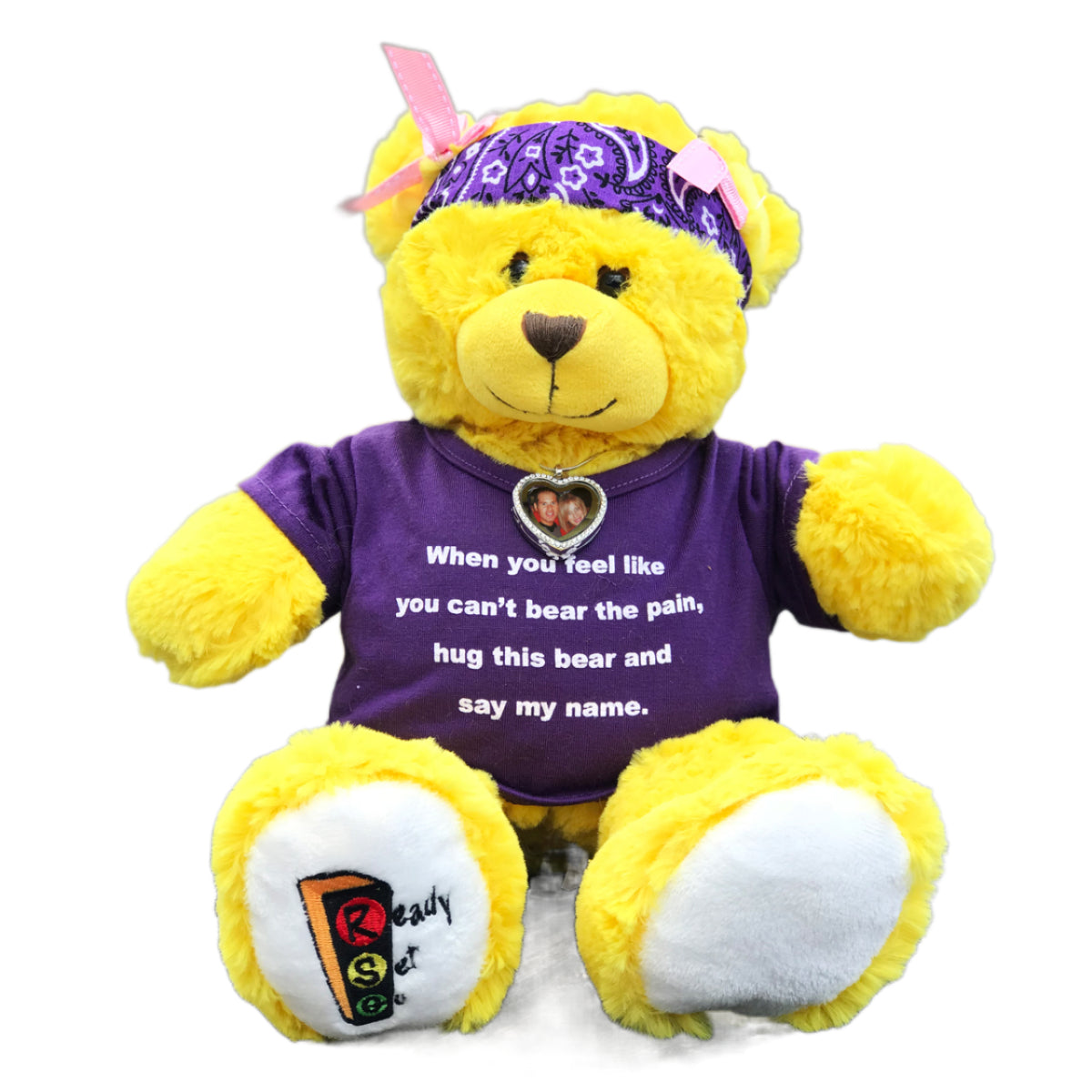 Ready Set Go 15" Purple Comfort Bear with Diamond Locket To Say I LOVE YOU